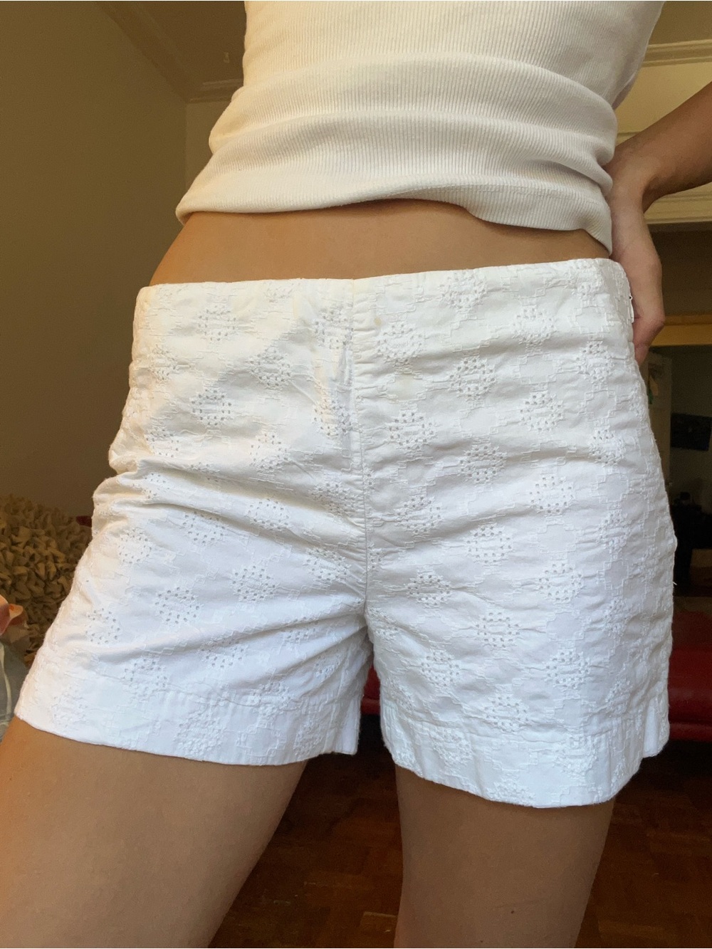 Banana Republic White Eyelet Bermuda Shorts